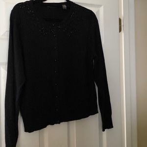 XL black beaded cardigan